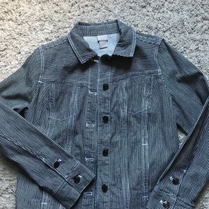 Jean jacket blue and white striped. Chico brand